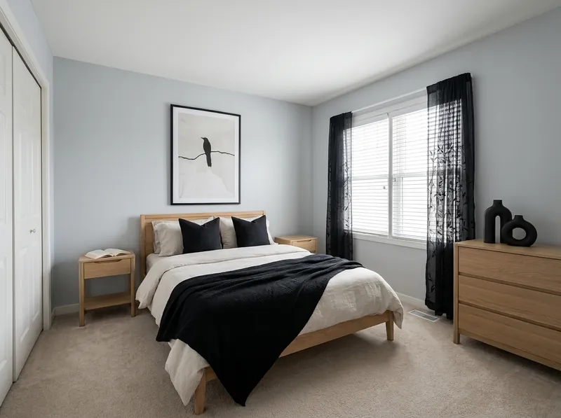 After: japandi bedroom rendered by the Lilita's Studio system from one customer photo