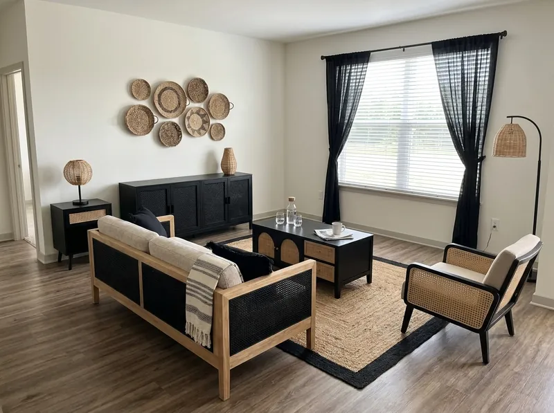After: modern farmhouse living room rendered by the Lilita's Studio system from one customer photo